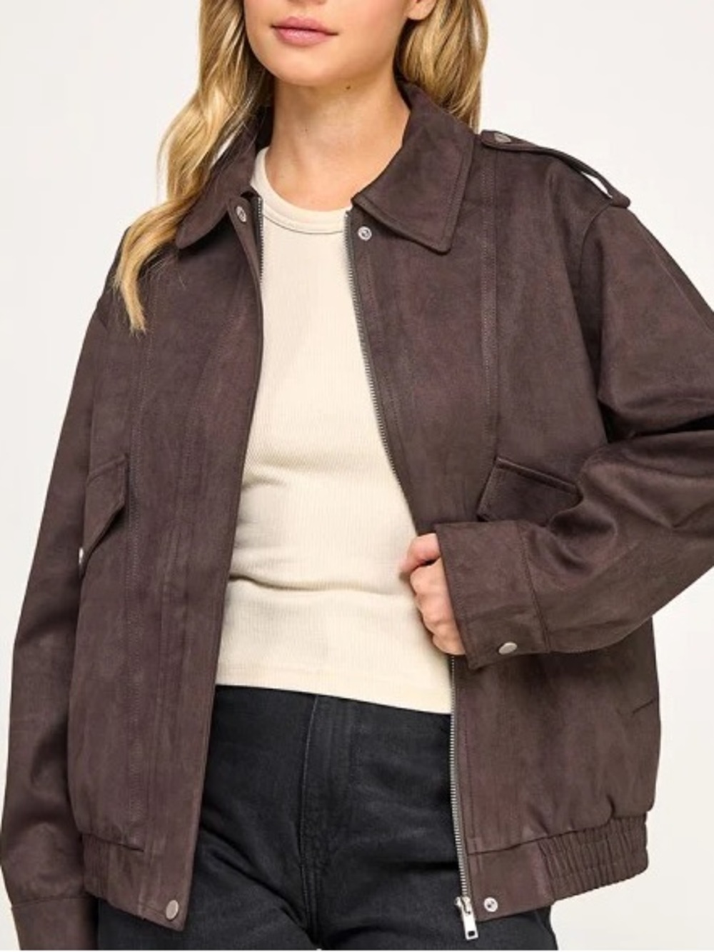 BRAND NEW Faux Suede Bomber Jacket